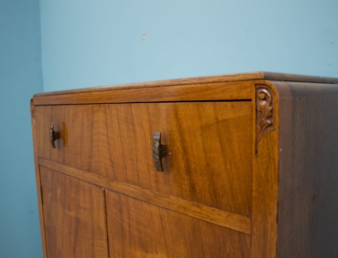 Art Deco Walnut Tallboy Linen Cabinet, 1930s #1716 4