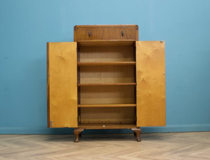 Art Deco Walnut Tallboy Linen Cabinet, 1930s #1716 2
