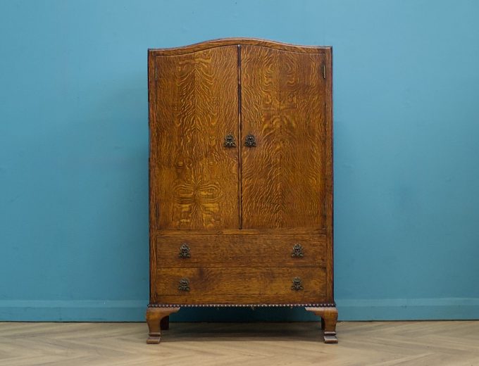 Art Deco Oak Tallboy Linen Cabinet, 1930s #1738 9