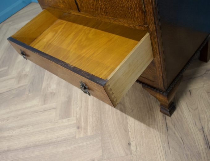 Art Deco Oak Tallboy Linen Cabinet, 1930s #1738 3