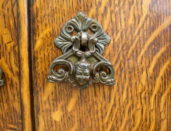 Art Deco Oak Tallboy Linen Cabinet, 1930s #1738 2