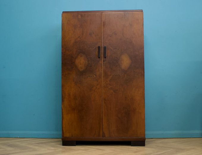 Vintage Art Deco Burr Walnut Fitted Compactum Wardrobe, 1930s #1739 8