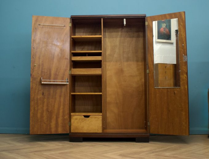 Vintage Art Deco Burr Walnut Fitted Compactum Wardrobe, 1930s #1739 5