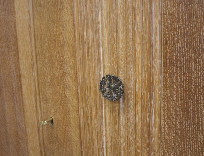 Vintage Art Deco Style Limed Oak Triple Door Wardrobe, 1950s, #1740 4