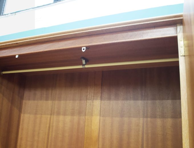 Vintage Art Deco Style Limed Oak Triple Door Wardrobe, 1950s, #1740 1