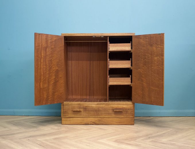 Vintage Art Deco Style Walnut Compactum Compact Wardrobe, 1950s #1748 4