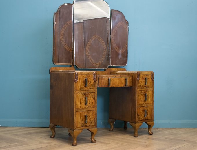 Art Deco Walnut Dressing Table, 1930s #1746 2