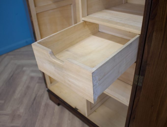 Vintage Art Deco Style Burr Walnut Compact Wardrobe, 1950s #1745 1