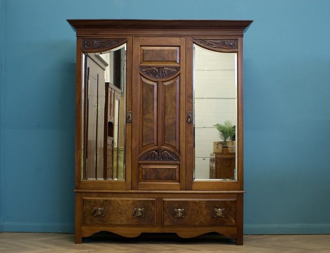Antique Edwardian Walnut Wardrobe, 1900s #1742 M 10