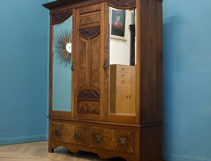 Antique Edwardian Walnut Wardrobe, 1900s #1742 M 9
