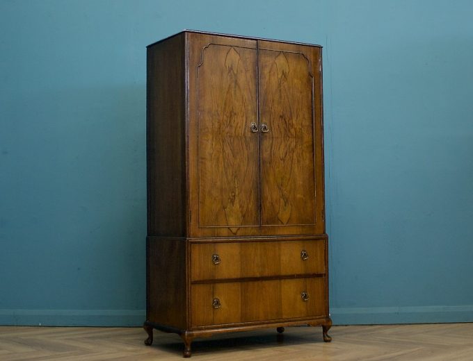 Vintage Art Deco Style Burr Walnut Tallboy from Beithcraft, 1940s #1751 0