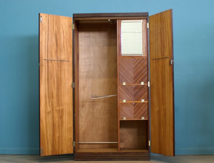 Vintage Art Deco Style Mahogany Compactum Compact Wardrobe, 1950s #1752 6