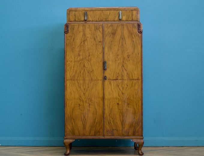 Art Deco Walnut Tallboy Linen Cabinet, 1930s #1754 9