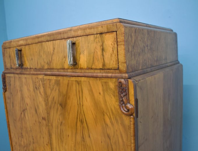 Art Deco Walnut Tallboy Linen Cabinet, 1930s #1754 6