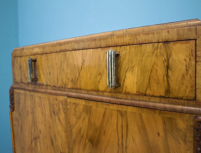 Art Deco Walnut Tallboy Linen Cabinet, 1930s #1754 5