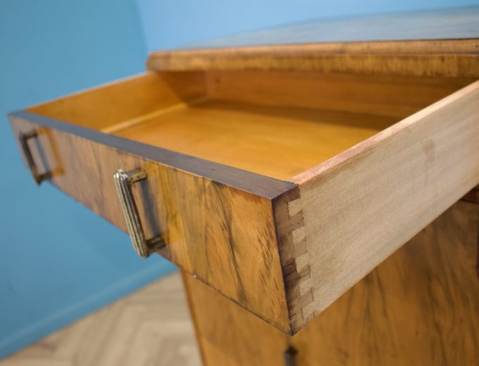 Art Deco Walnut Tallboy Linen Cabinet, 1930s #1754 1