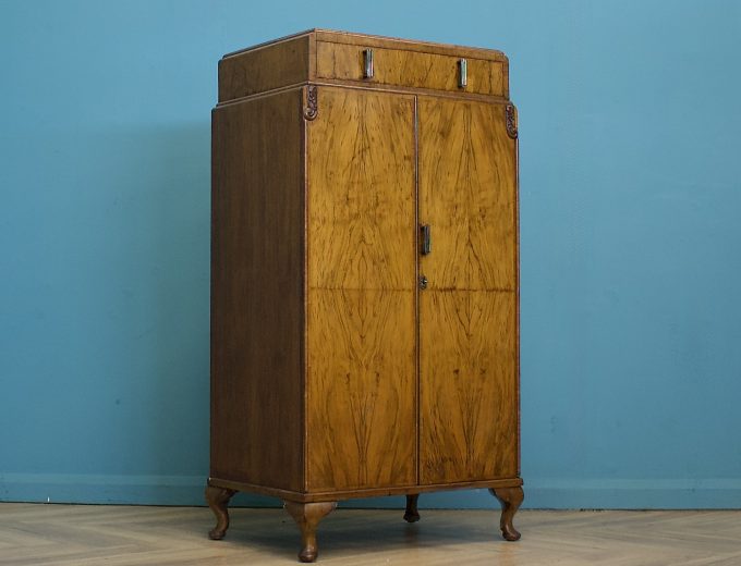 Art Deco Walnut Tallboy Linen Cabinet, 1930s #1754 0