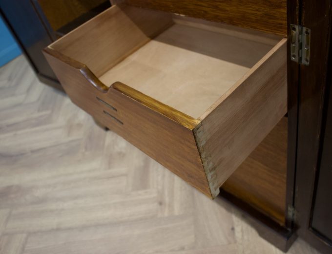 Art Deco Oak Tallboy / Compactum – The Valet, 1930s #1761 2
