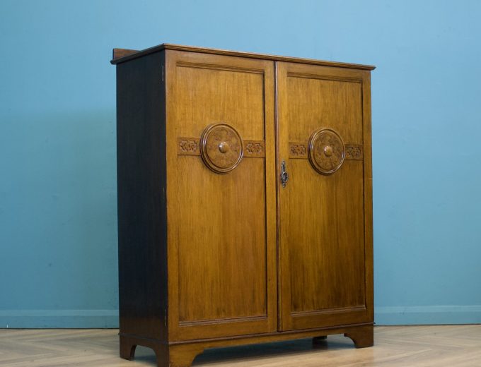 Art Deco Oak Tallboy / Compactum – The Valet, 1930s #1761 0