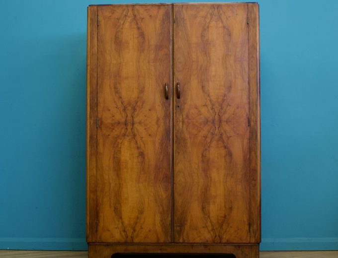 Vintage Art Deco Burr Walnut Wardrobe, 1930s #1760 8