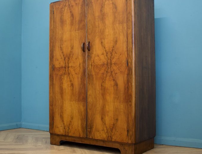 Vintage Art Deco Burr Walnut Wardrobe, 1930s #1760 7
