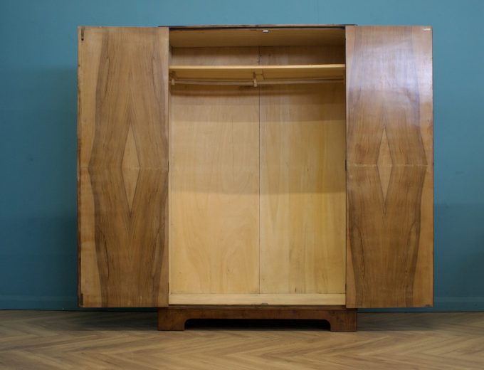 Vintage Art Deco Burr Walnut Wardrobe, 1930s #1760 4