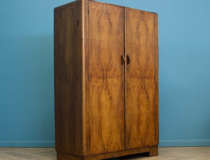 Vintage Art Deco Burr Walnut Wardrobe, 1930s #1760 0