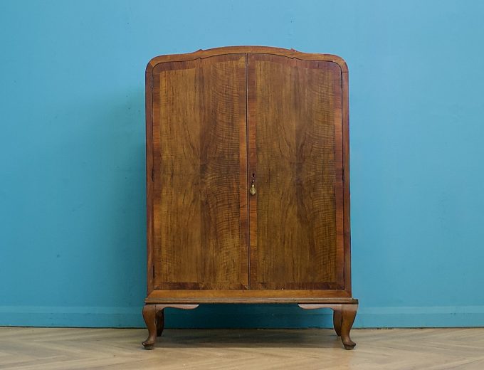 Art Deco Walnut Tallboy Linen Cabinet, 1930s #1769 1