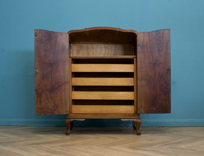 Art Deco Walnut Tallboy Linen Cabinet, 1930s #1769 4