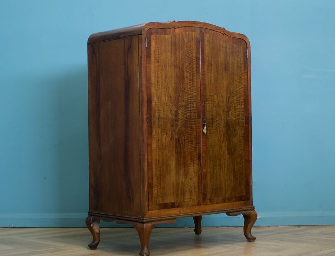 Art Deco Walnut Tallboy Linen Cabinet, 1930s #1769 0