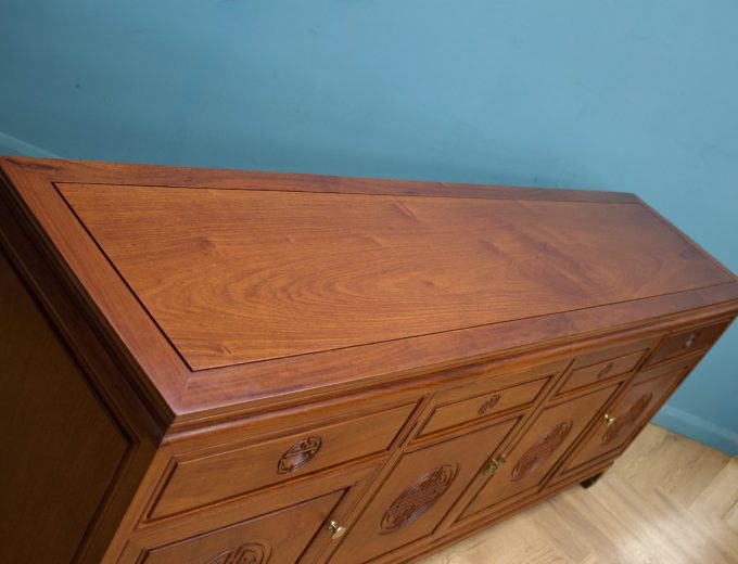 Mid Century Teak Chinese Style Sideboard, 1970s #1771 1