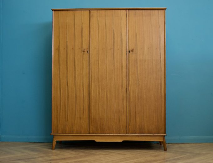 Mid Century Walnut Triple Door Wardrobe from Alfred Cox , 1950’s, #1781 11