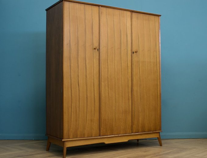 Mid Century Walnut Triple Door Wardrobe from Alfred Cox , 1950’s, #1781 0