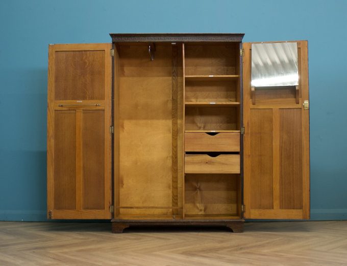 Vintage Oak Compact Compactum Wardrobe Arts and Crafts Style, 1930s, #1778 4