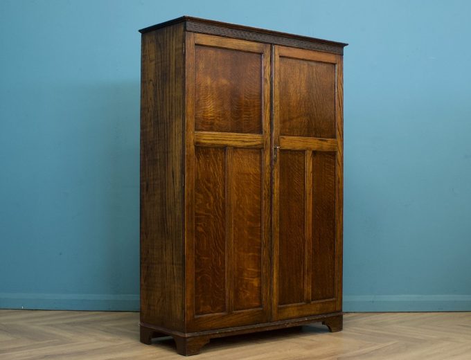 Vintage Oak Compact Compactum Wardrobe Arts and Crafts Style, 1930s, #1778 0