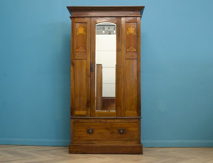 Antique Art Nouveau Mahogany Wardrobe Hall Cupboard, 1900s #1789 9