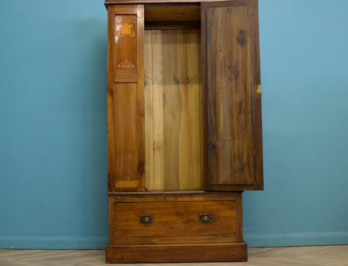 Antique Art Nouveau Mahogany Wardrobe Hall Cupboard, 1900s #1789 1