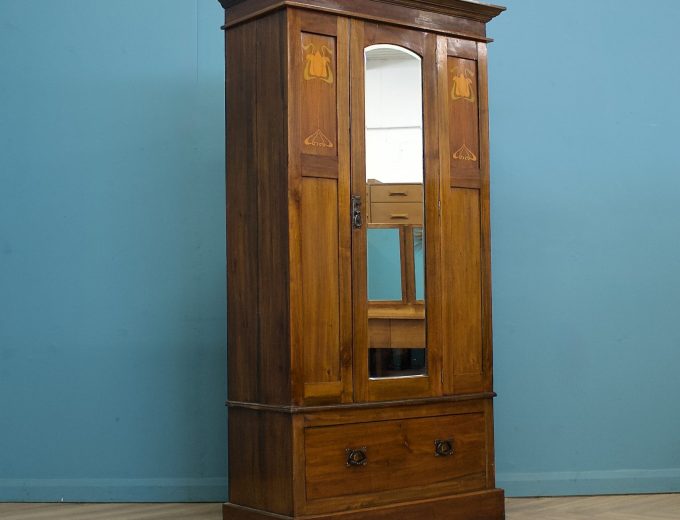 Antique Art Nouveau Mahogany Wardrobe Hall Cupboard, 1900s #1789 0