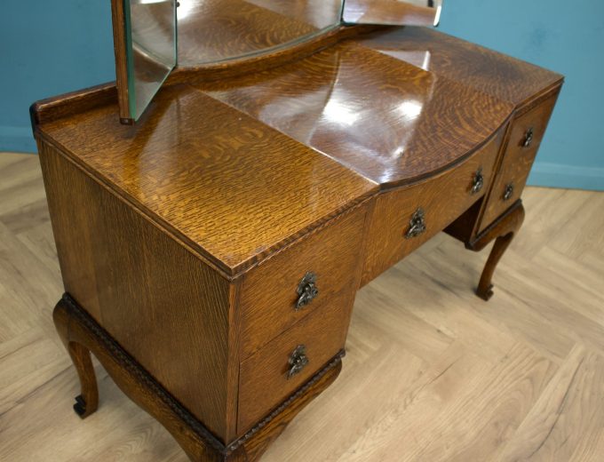 Art Deco Oak Dressing Table, 1930s #1784 1