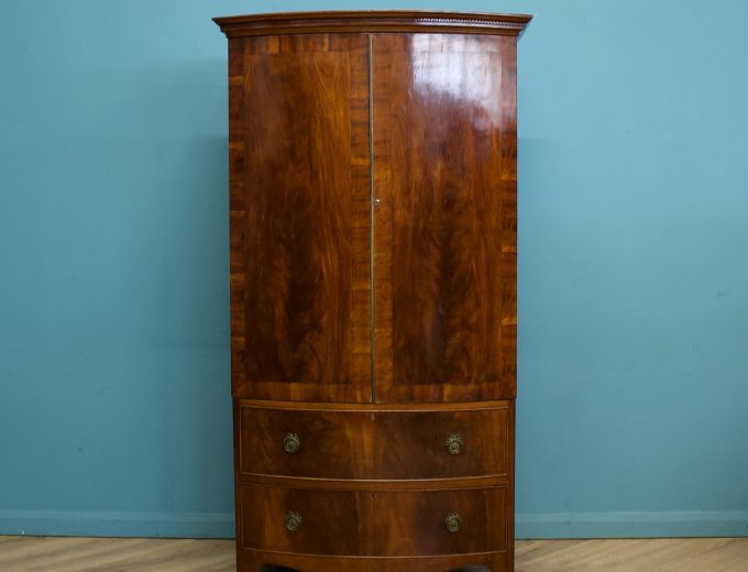 Antique 19th Century Bow Fronted Mahogany Wardrobe, 1900s #1785 11