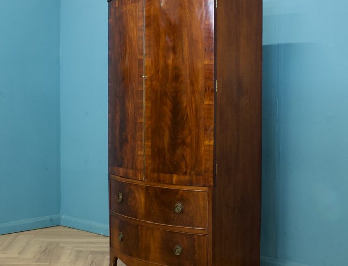 Antique 19th Century Bow Fronted Mahogany Wardrobe, 1900s #1785 10