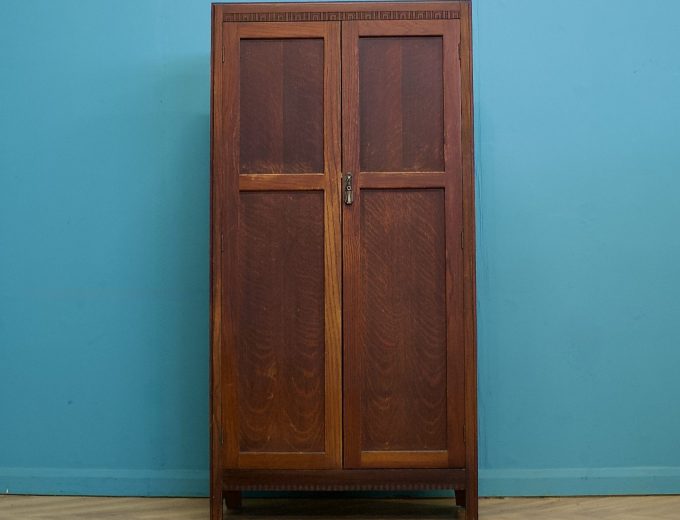 Vintage Art Deco Style Oak Compact Compactum Wardrobe, 1930s, #1788 9