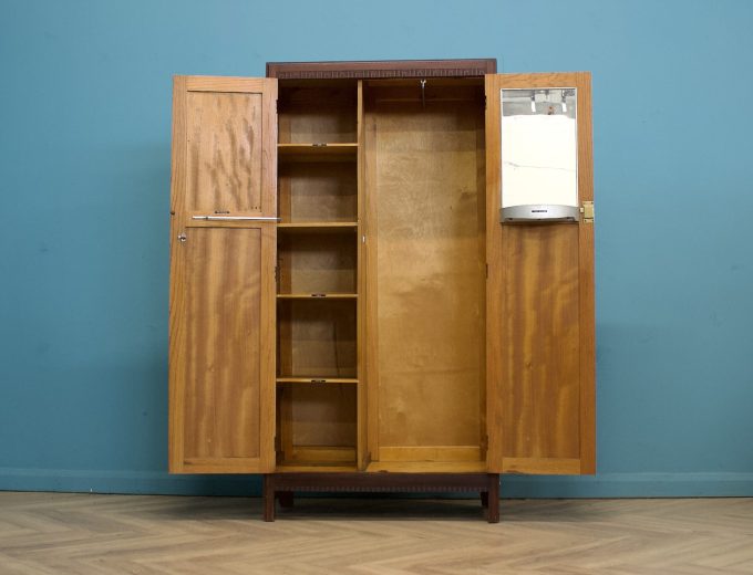 Vintage Art Deco Style Oak Compact Compactum Wardrobe, 1930s, #1788 4
