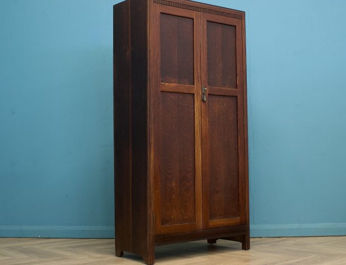 Vintage Art Deco Style Oak Compact Compactum Wardrobe, 1930s, #1788 0