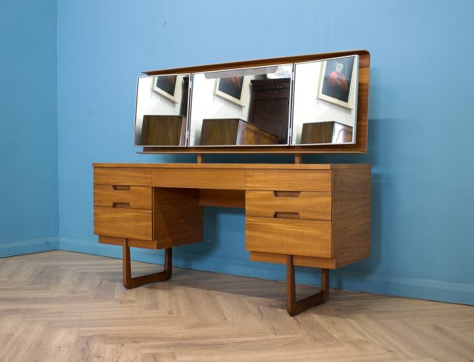 Mid Century Teak Dressing Table or Desk from Uniflex, 1960s #1790 8