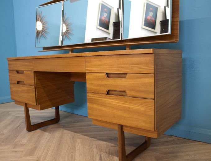 Mid Century Teak Dressing Table or Desk from Uniflex, 1960s #1790 7