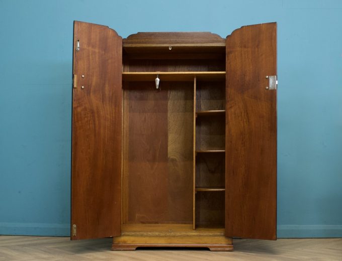 Vintage Art Deco Walnut Compact Compactum Wardrobe, 1930s #1797 3