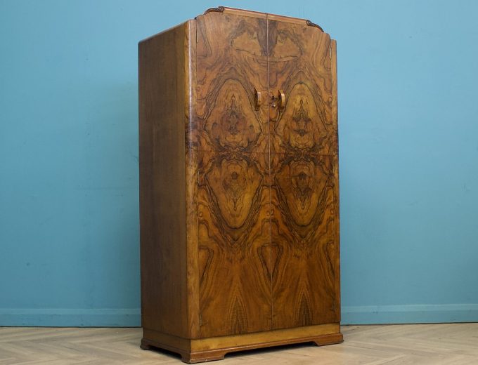 Vintage Art Deco Walnut Compact Compactum Wardrobe, 1930s #1797 0