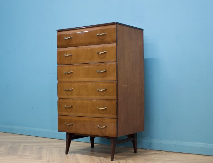 Mid Century Walnut Tallboy Chest of Drawers from Meredew, 1960s #1796 7