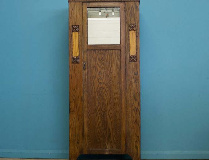 Antique Oak Edwardian Arts and Crafts Wardrobe Hall Cupboard, 1900s #1795 7
